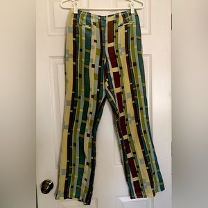 Betsy Johnson vintage silk/acetate 90s pants. Zippered back, flare legs.